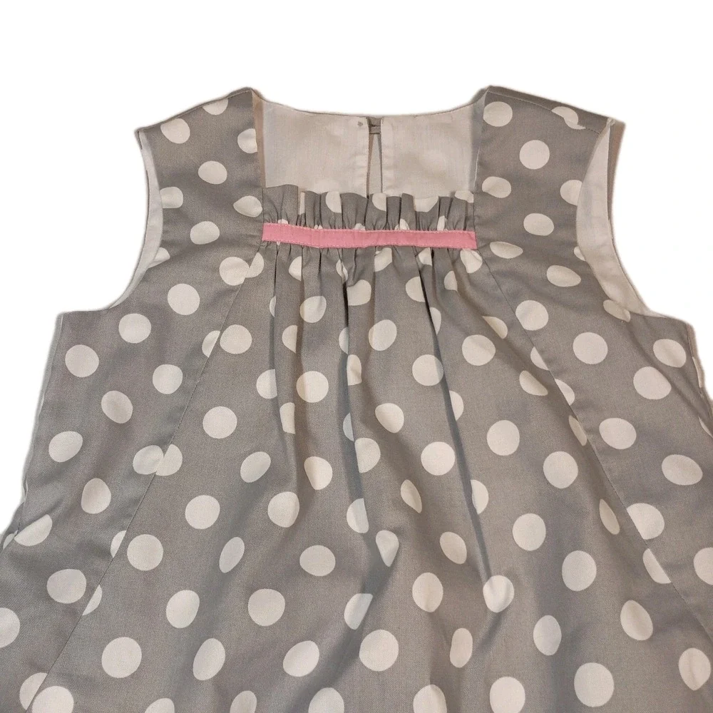 Kelly's Kids Polka Dot A-line Dress Girls 7/8 Grey Lined Pockets Sleeveless‎